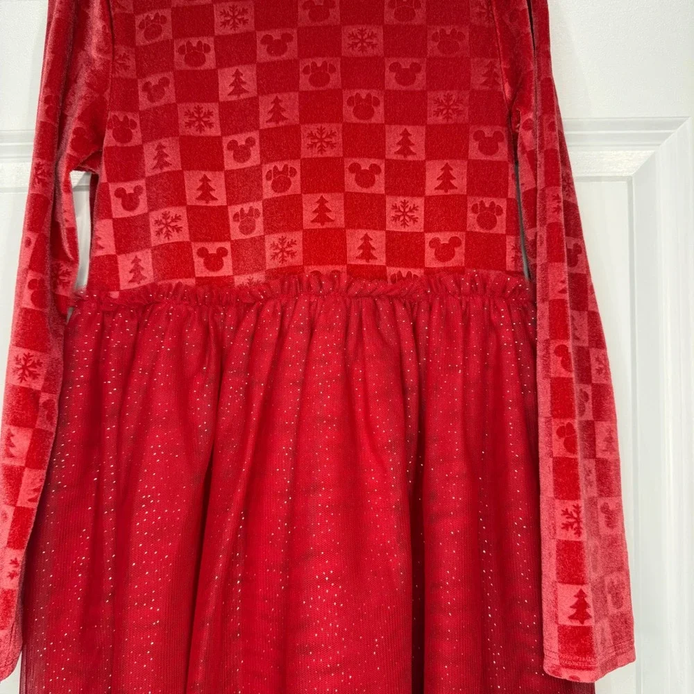 Disney Jumping Beans Girls Red‎ Velvet Mickey Mouse Tulle Holiday Dress Size 8